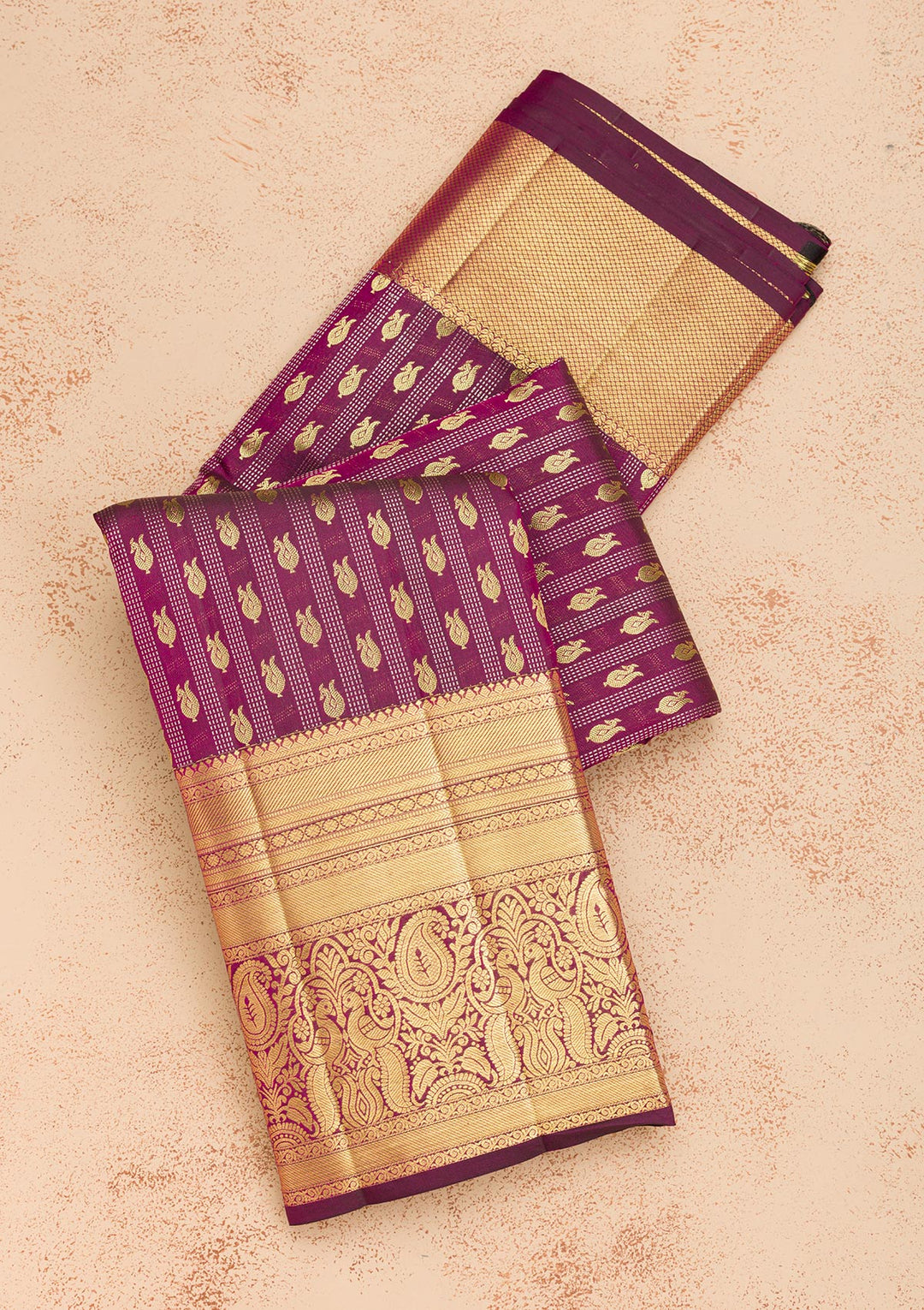 Wine Zariwork Pure Silk Saree-Koskii
