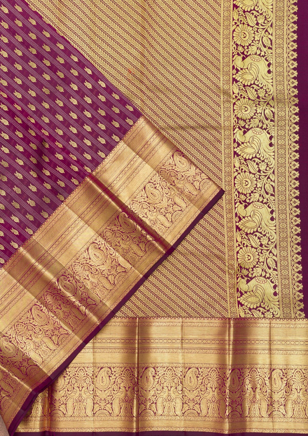Wine Zariwork Pure Silk Saree-Koskii