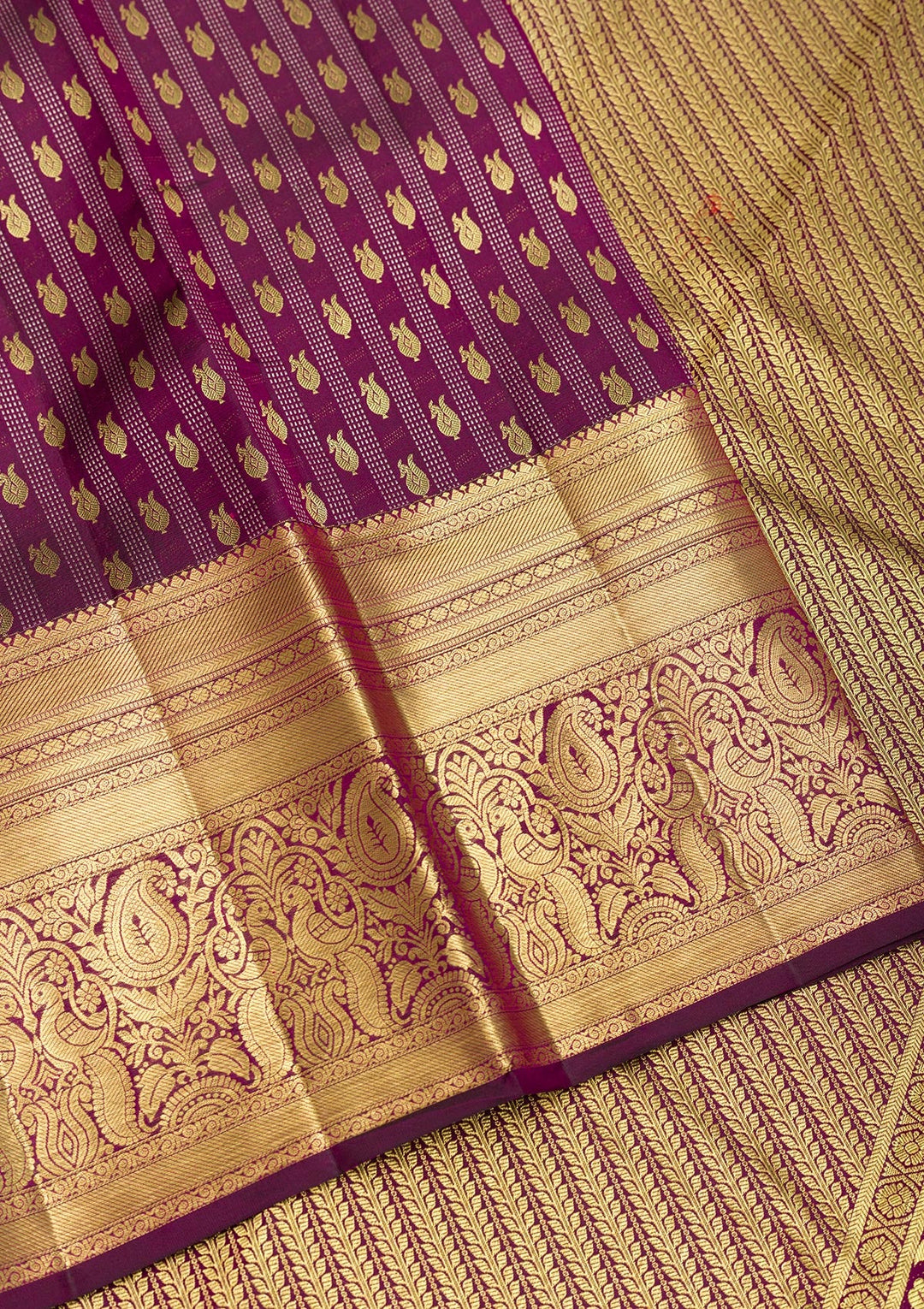 Wine Zariwork Pure Silk Saree-Koskii