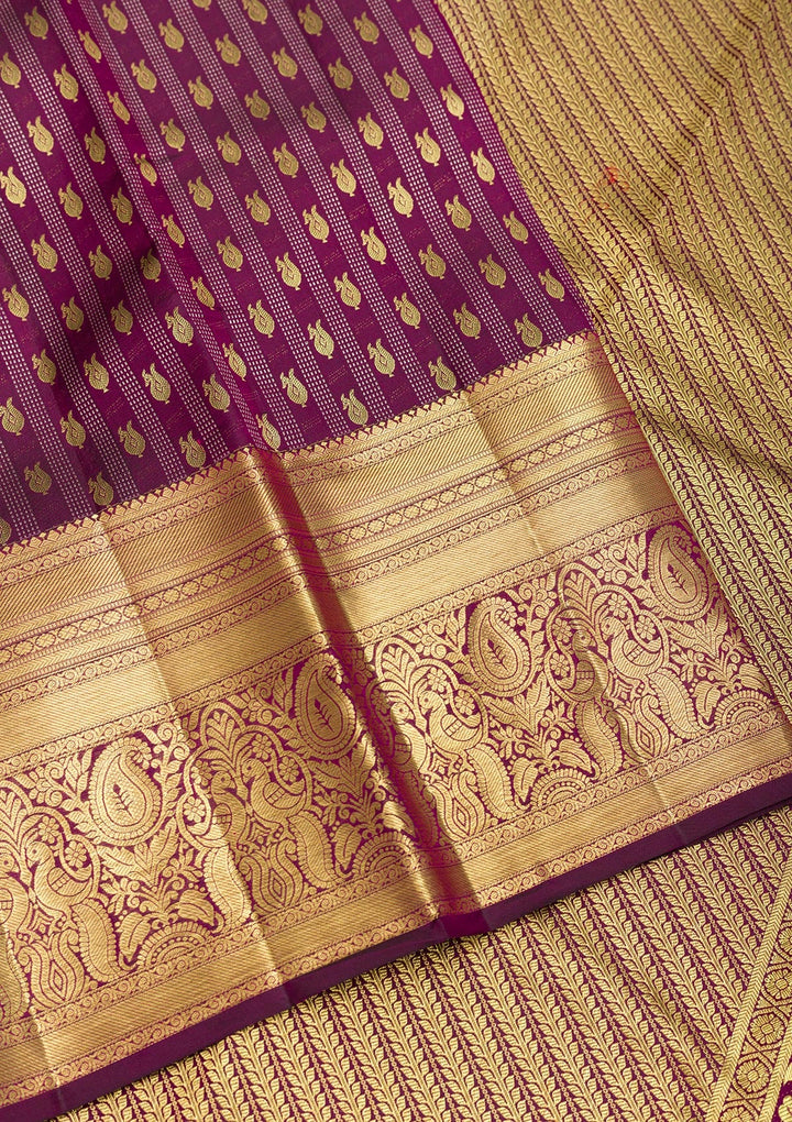 Wine Zariwork Pure Silk Saree-Koskii
