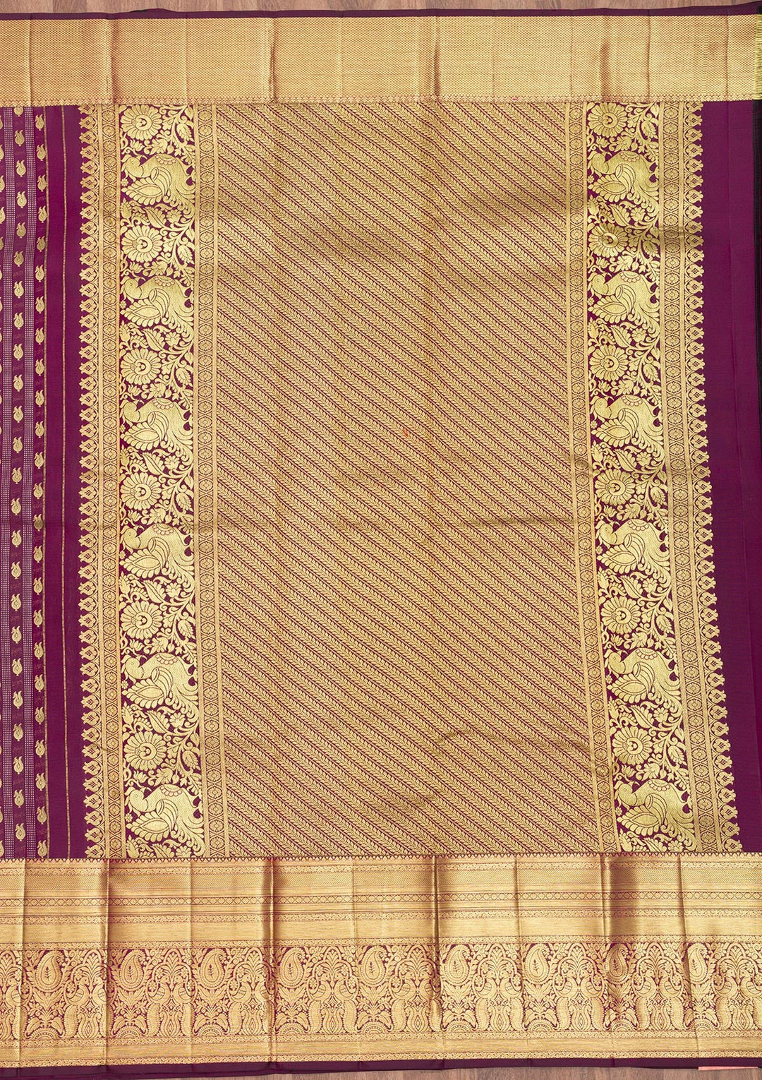 Wine Zariwork Pure Silk Saree-Koskii