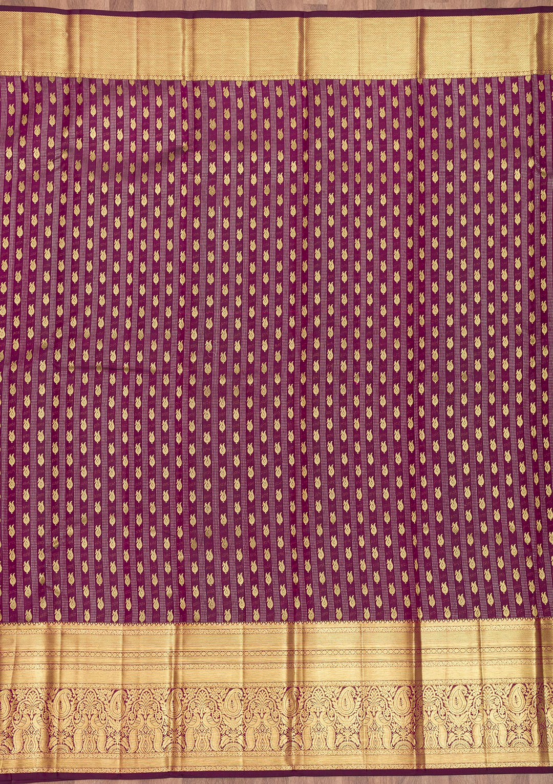 Wine Zariwork Pure Silk Saree-Koskii