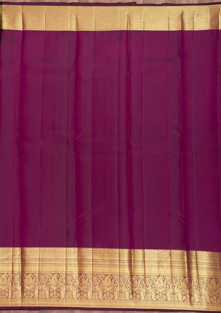 Wine Zariwork Pure Silk Saree-Koskii