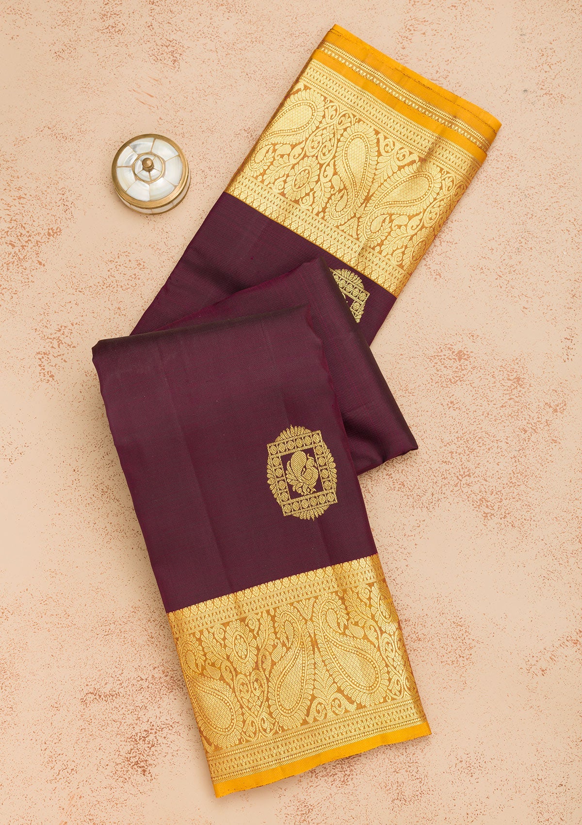 Wine Zariwork Pure Silk Saree-Koskii