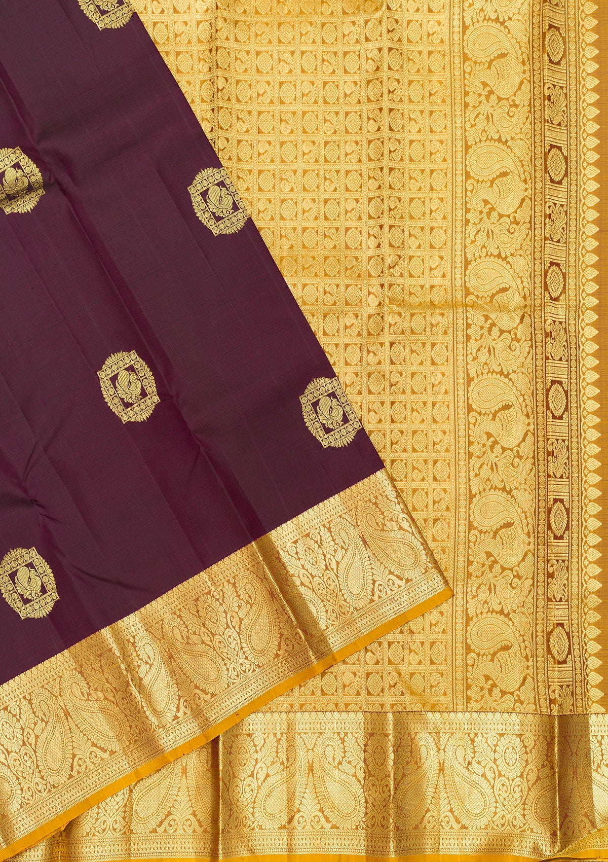 Wine Zariwork Pure Silk Saree-Koskii