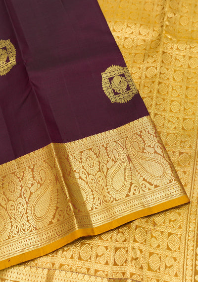 Wine Zariwork Pure Silk Saree-Koskii