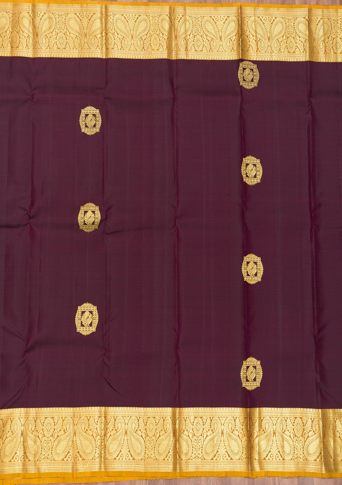 Wine Zariwork Pure Silk Saree-Koskii