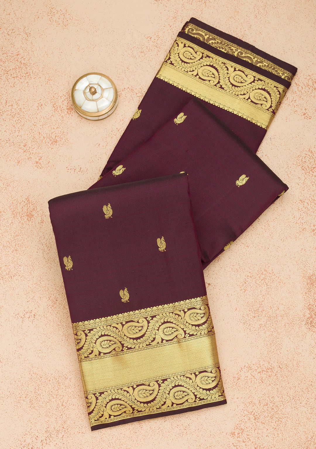 Wine Zariwork Pure Silk Saree-Koskii