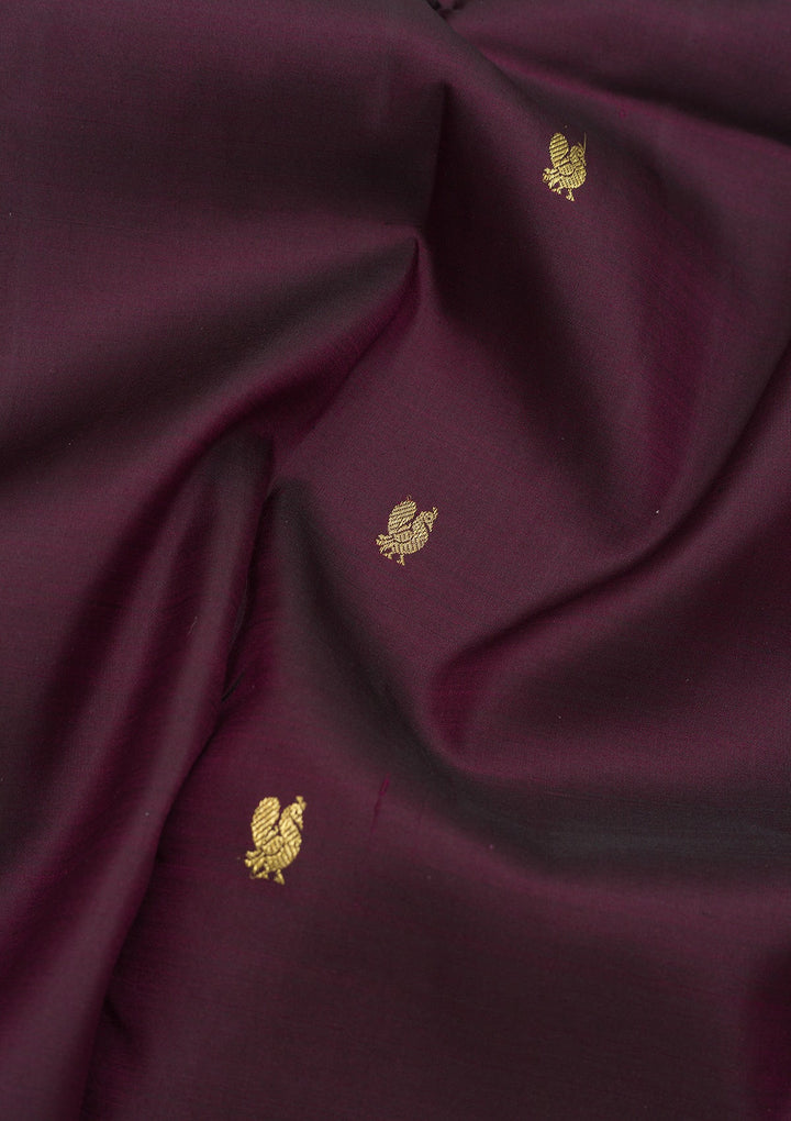 Wine Zariwork Pure Silk Saree-Koskii