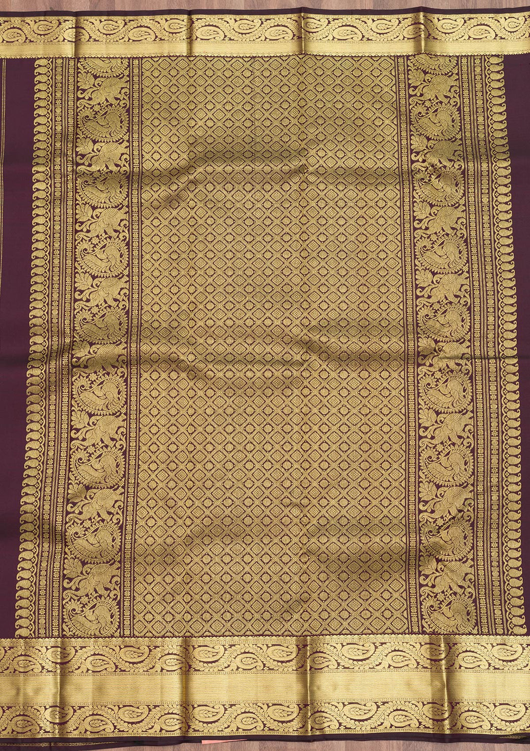 Wine Zariwork Pure Silk Saree-Koskii