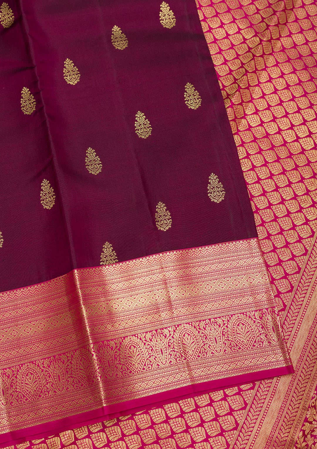 Wine Zariwork Pure Silk Saree-Koskii