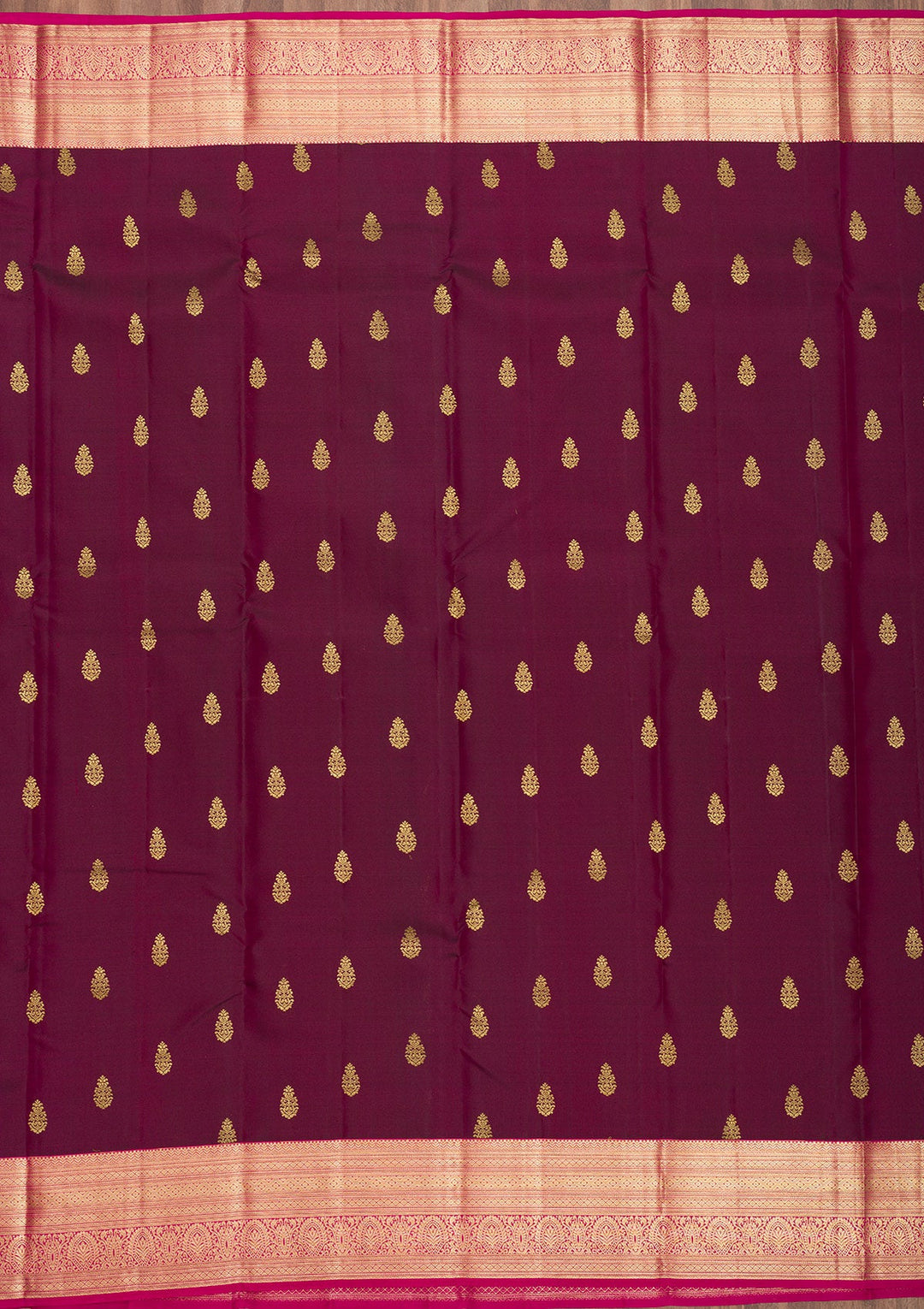 Wine Zariwork Pure Silk Saree-Koskii