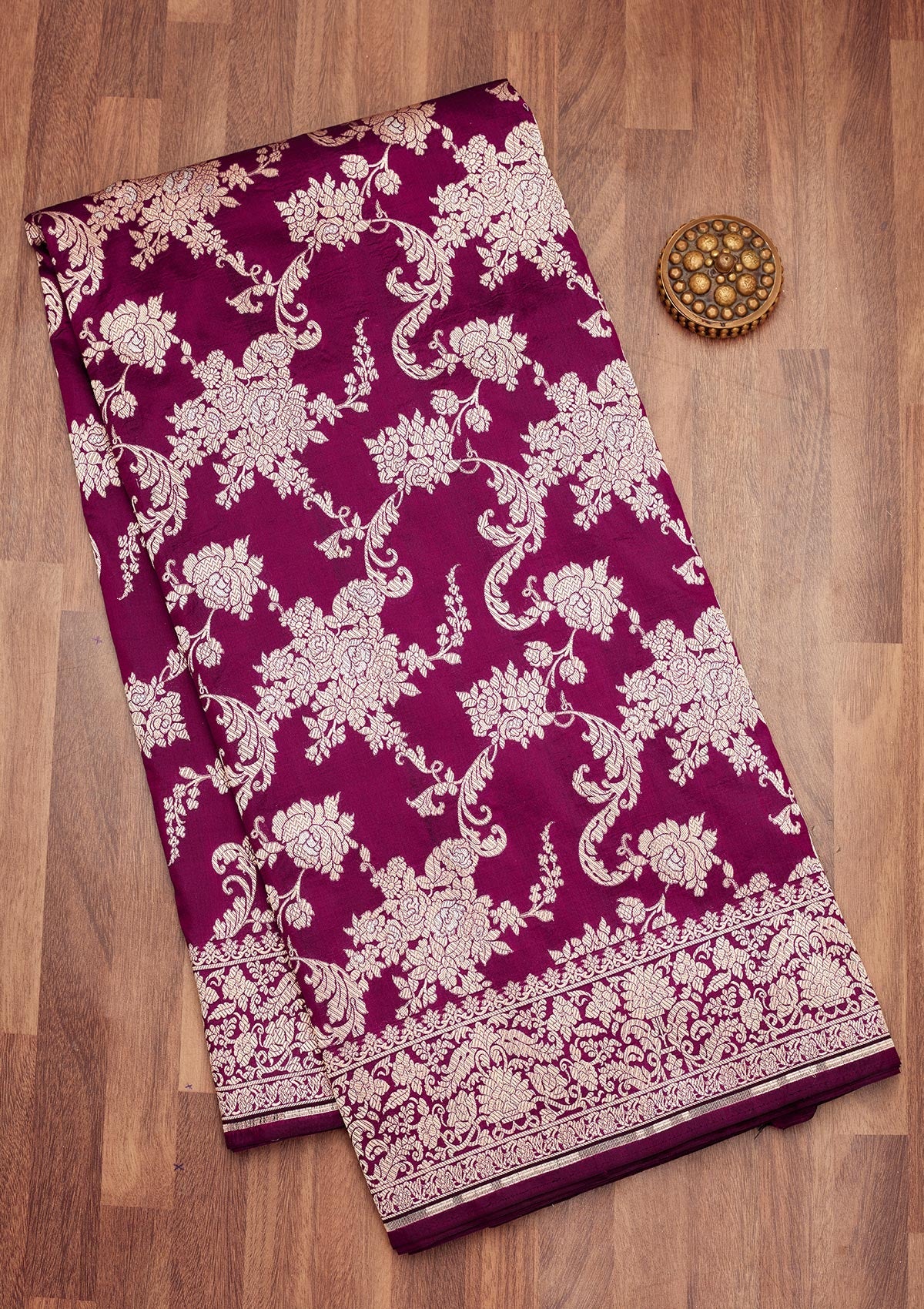 Wine Zariwork Pure Silk Saree-Koskii
