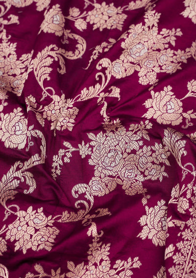 Wine Zariwork Pure Silk Saree-Koskii