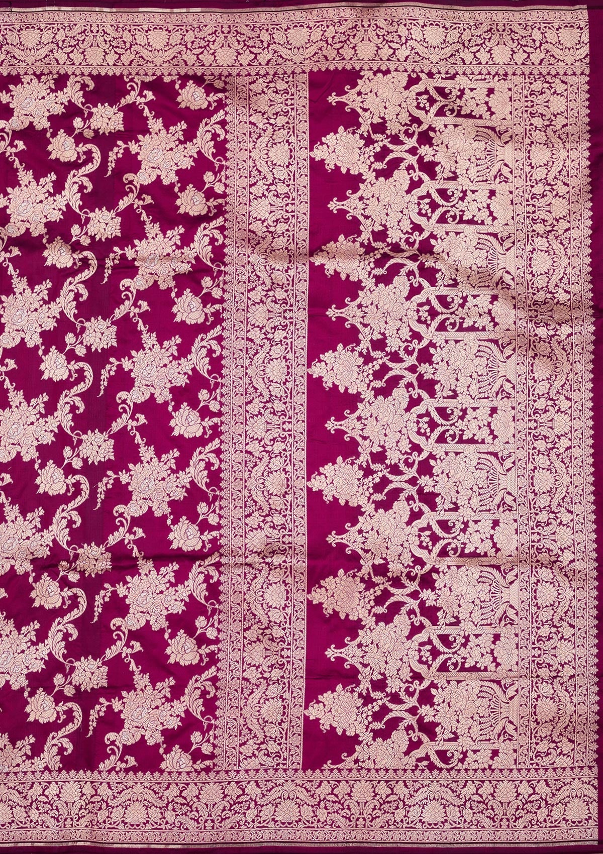Wine Zariwork Pure Silk Saree-Koskii