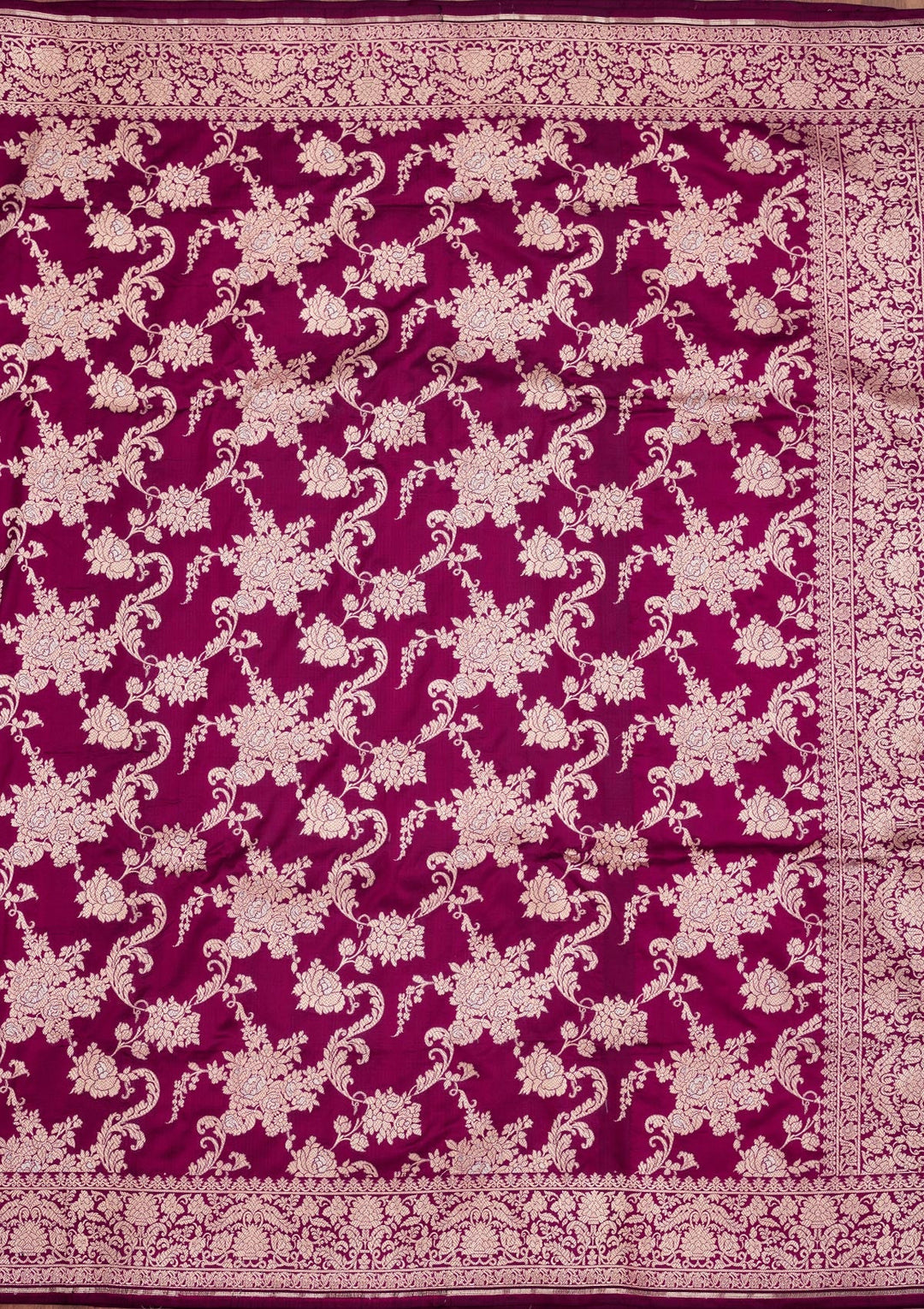 Wine Zariwork Pure Silk Saree-Koskii