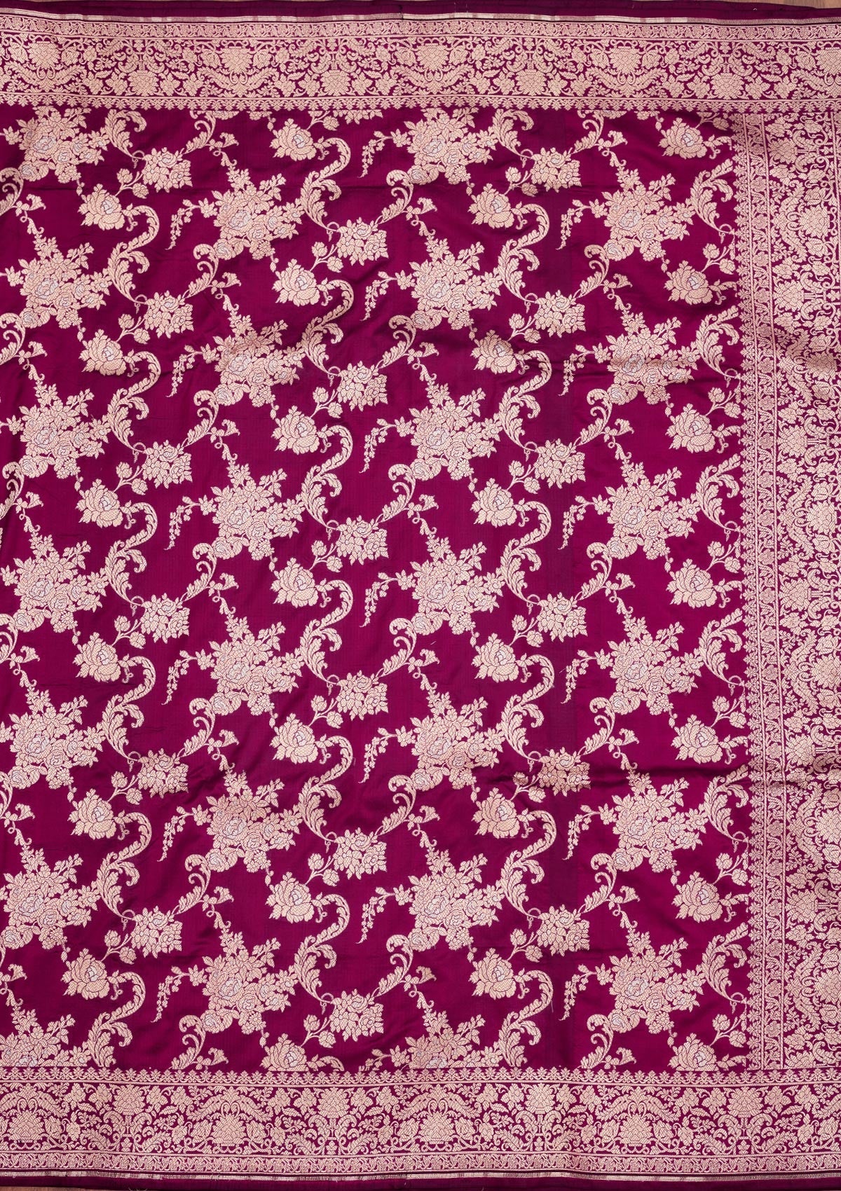 Wine Zariwork Pure Silk Saree-Koskii