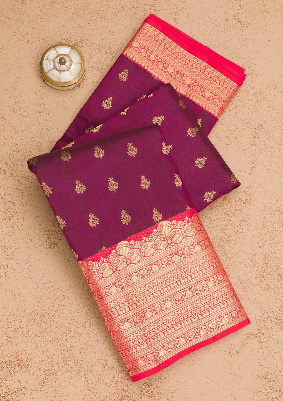 Wine Zariwork Pure Silk Saree-Koskii