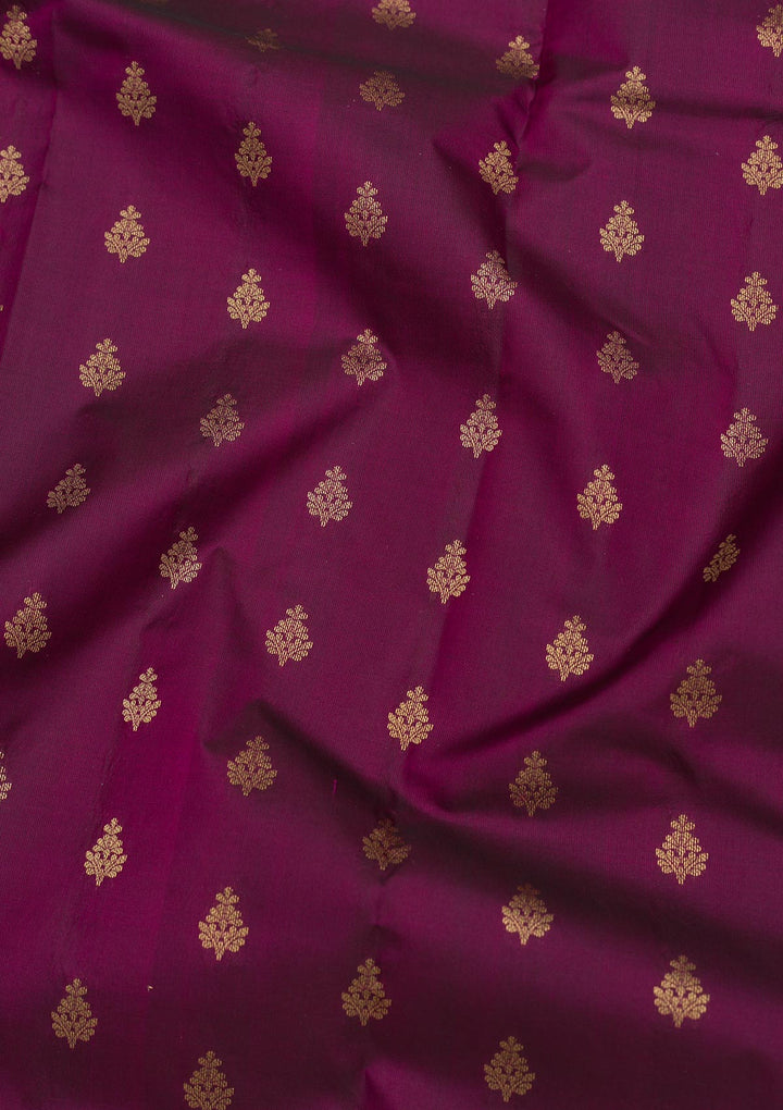 Wine Zariwork Pure Silk Saree-Koskii