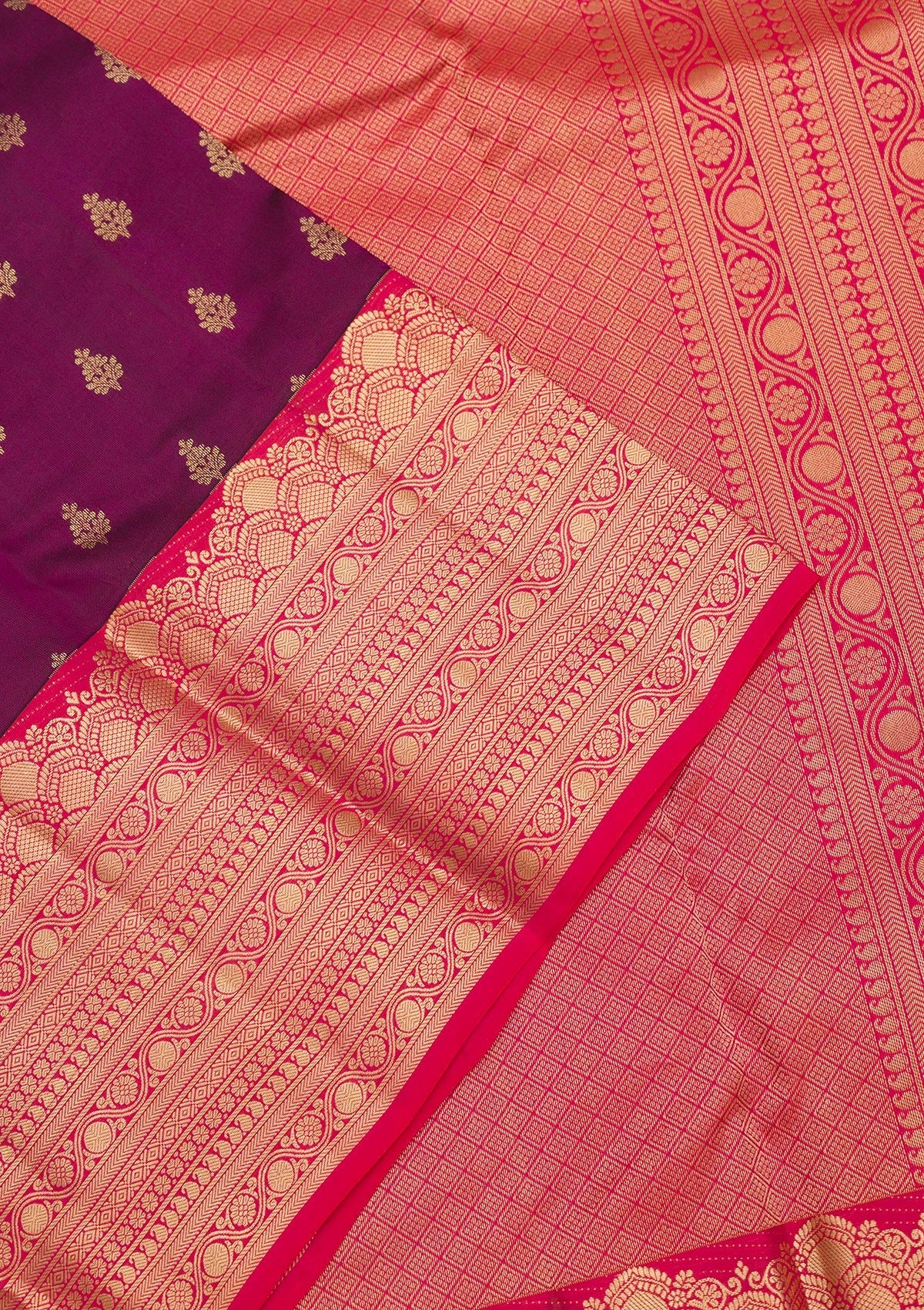 Wine Zariwork Pure Silk Saree-Koskii