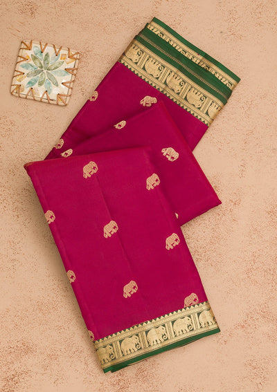 Wine Zariwork Pure Silk Saree-Koskii