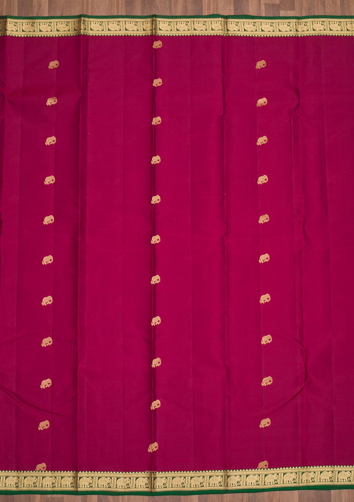 Wine Zariwork Pure Silk Saree-Koskii