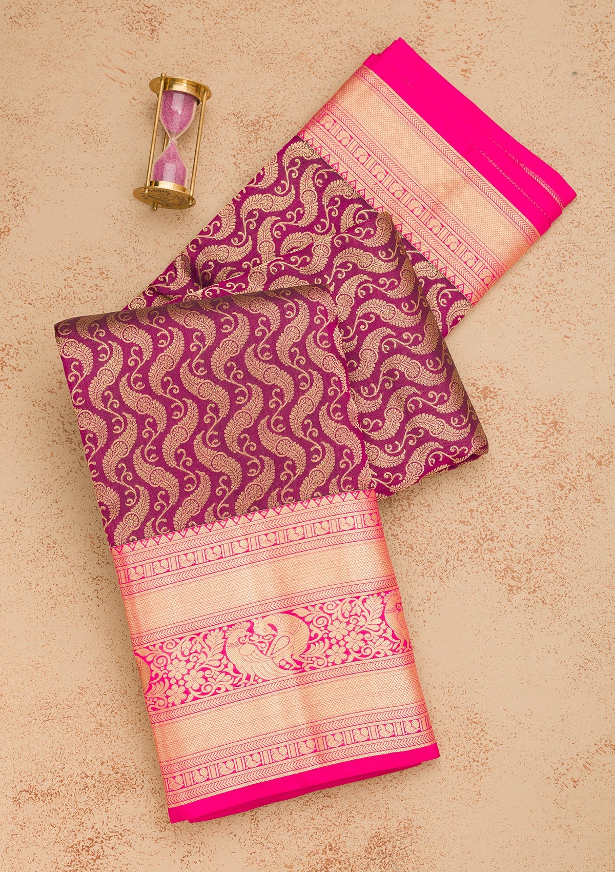 Wine Zariwork Pure Silk Saree-Koskii