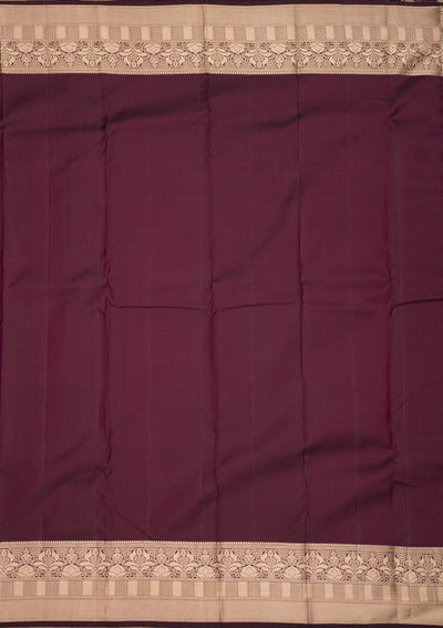 Wine Zariwork Pure Silk Saree-Koskii