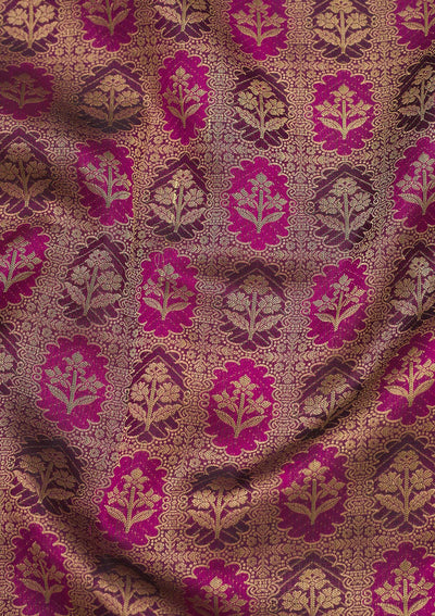 Wine Zariwork Pure Silk Saree-Koskii