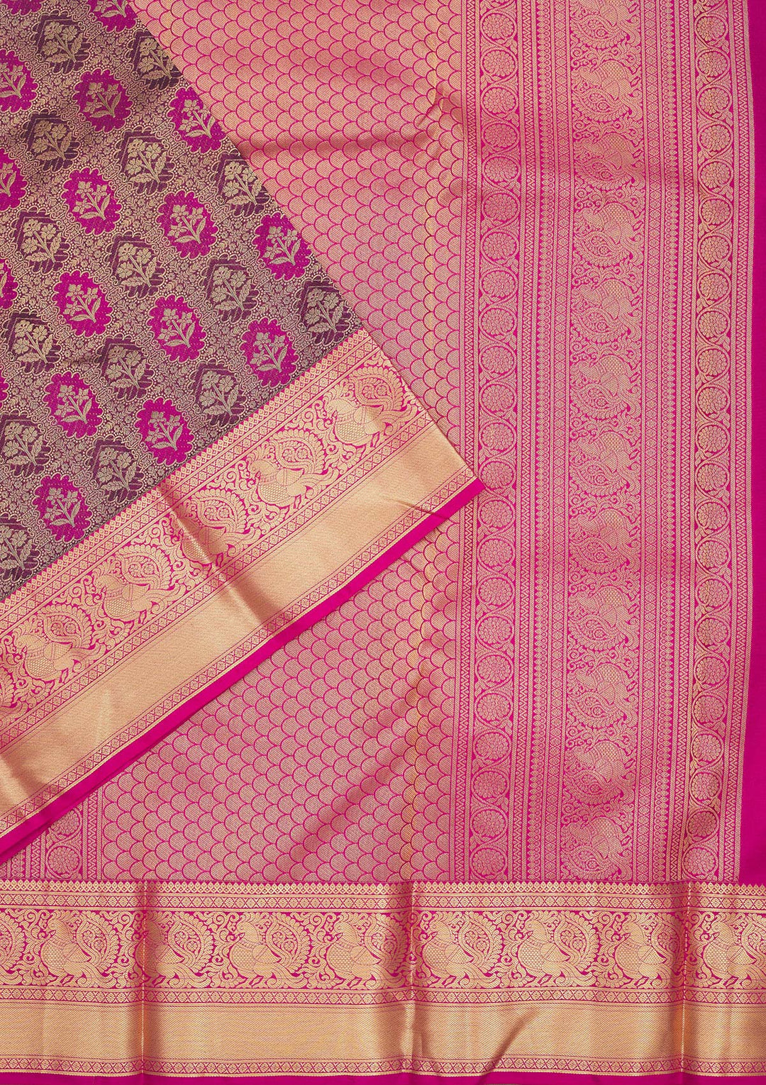 Wine Zariwork Pure Silk Saree-Koskii