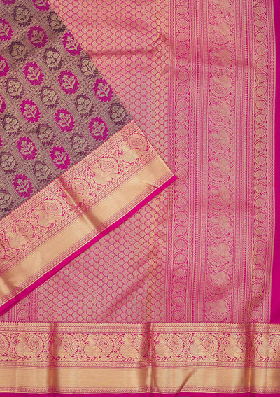 Wine Zariwork Pure Silk Saree-Koskii