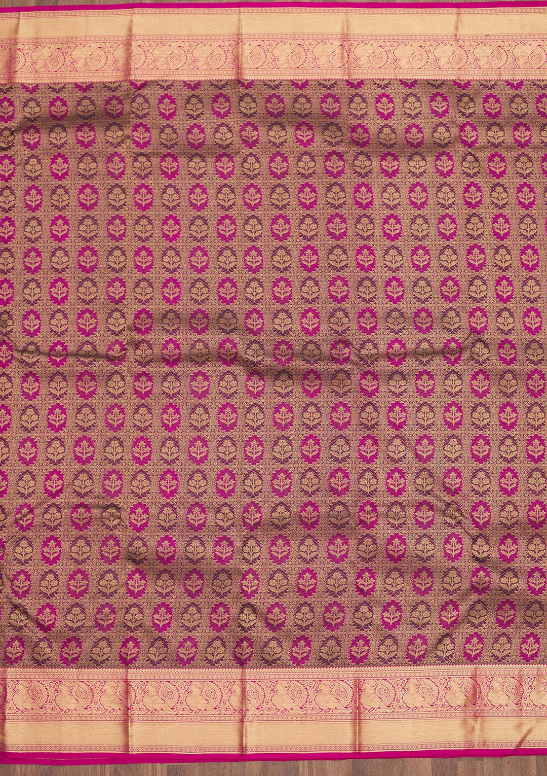 Wine Zariwork Pure Silk Saree-Koskii