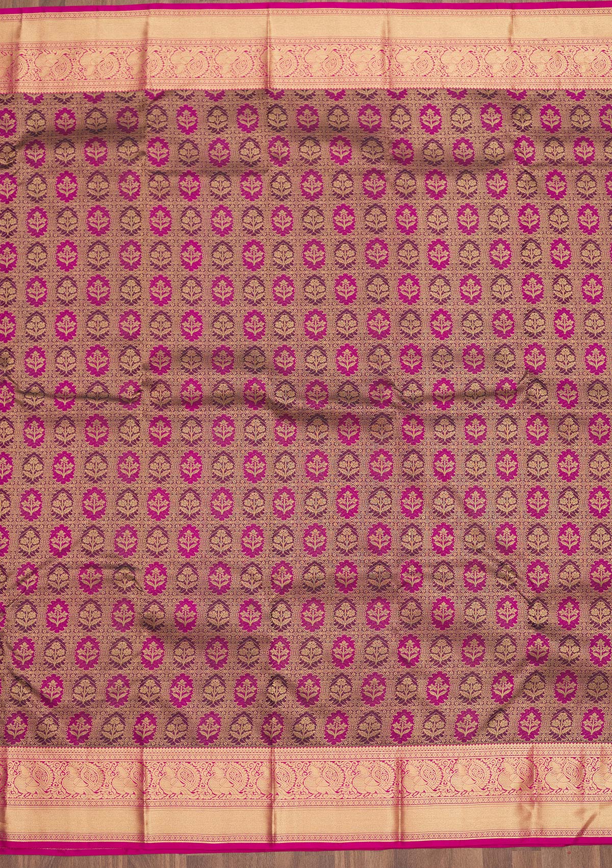 Wine Zariwork Pure Silk Saree-Koskii