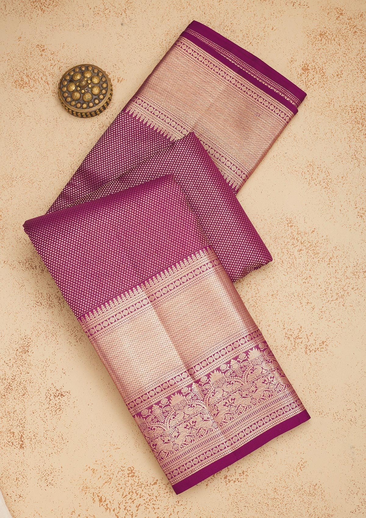 Wine Zariwork Pure Silk Saree-Koskii