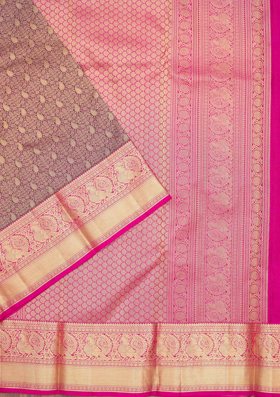 Wine Zariwork Pure Silk Saree-Koskii