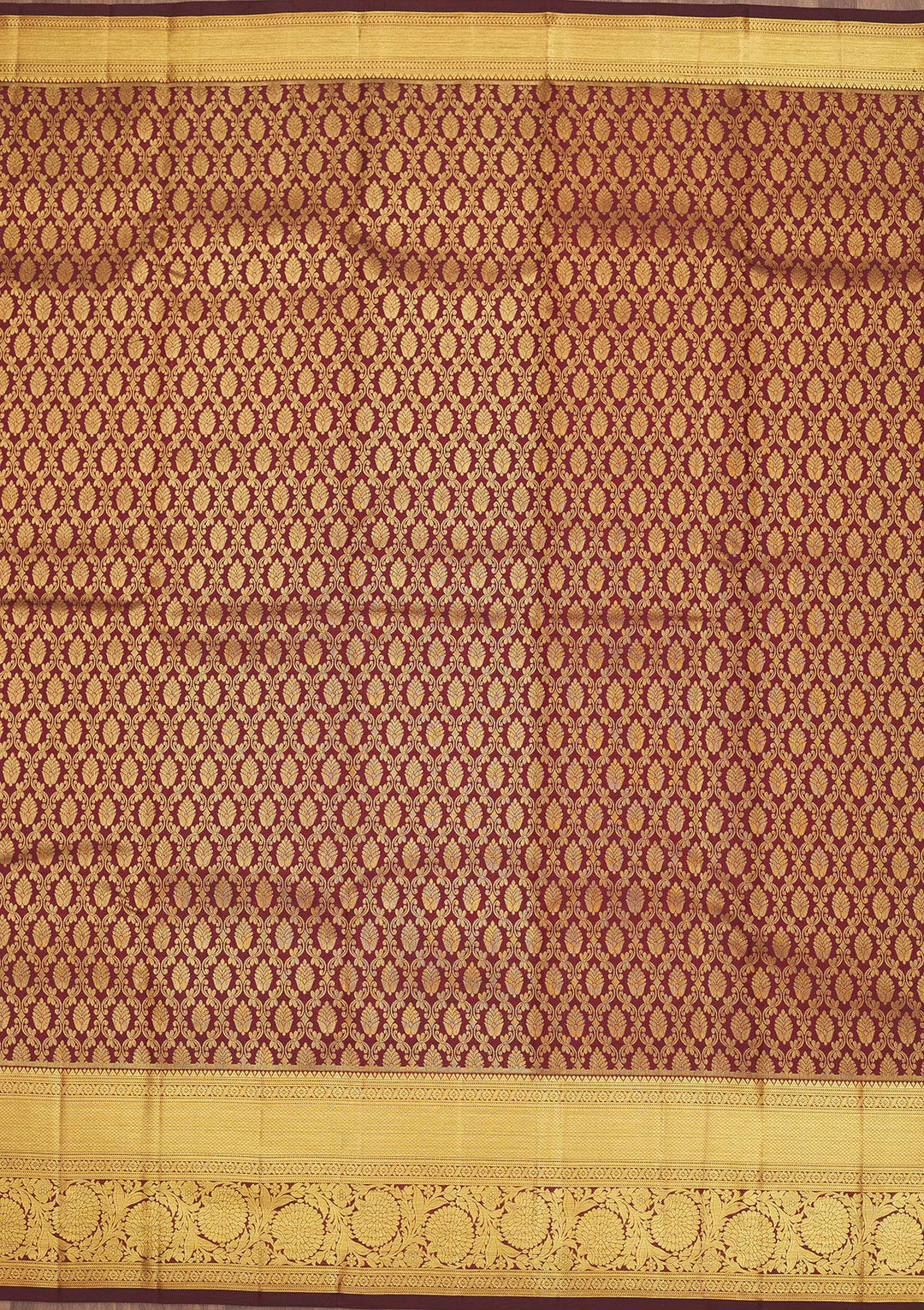 Wine Zariwork Pure Silk Saree-Koskii