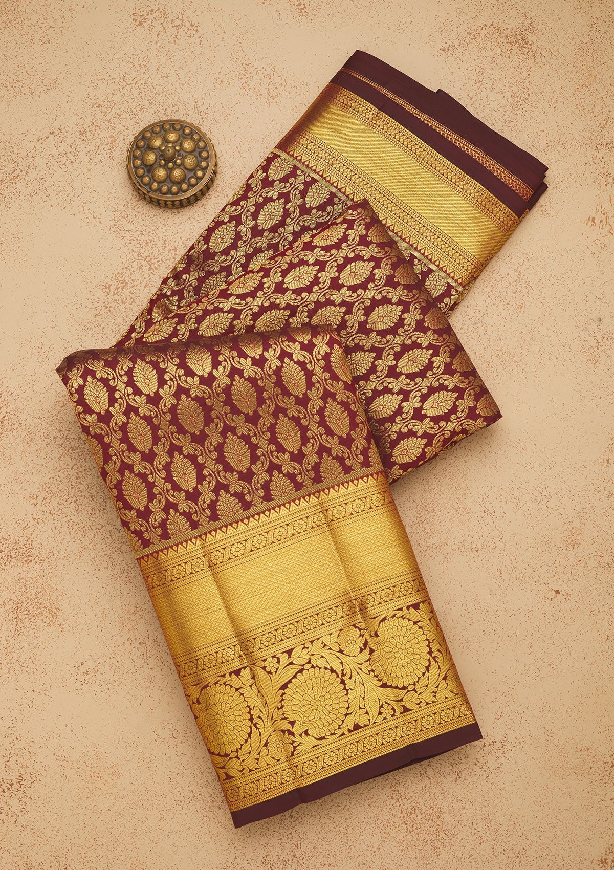 Wine Zariwork Pure Silk Saree-Koskii