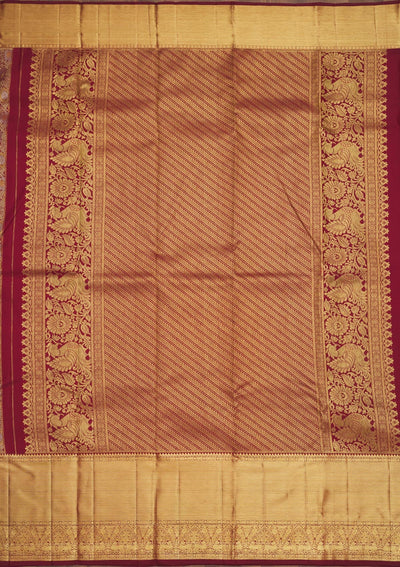 Wine Zariwork Pure Silk Saree-Koskii