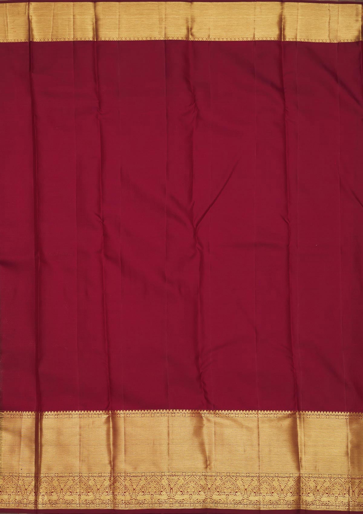 Wine Zariwork Pure Silk Saree-Koskii