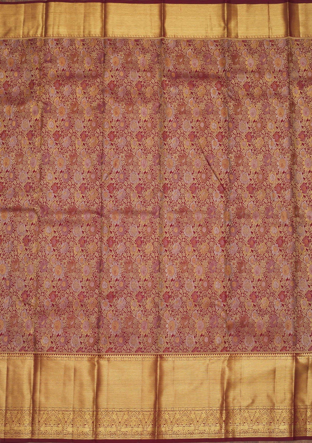 Wine Zariwork Pure Silk Saree-Koskii