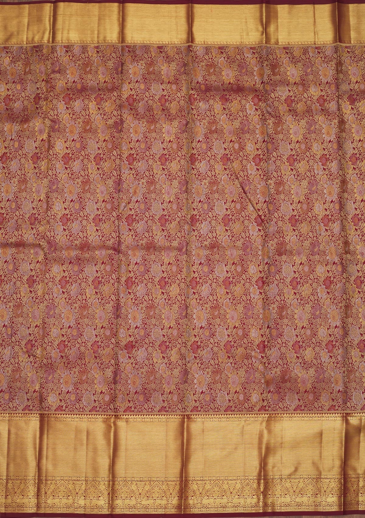 Wine Zariwork Pure Silk Saree-Koskii
