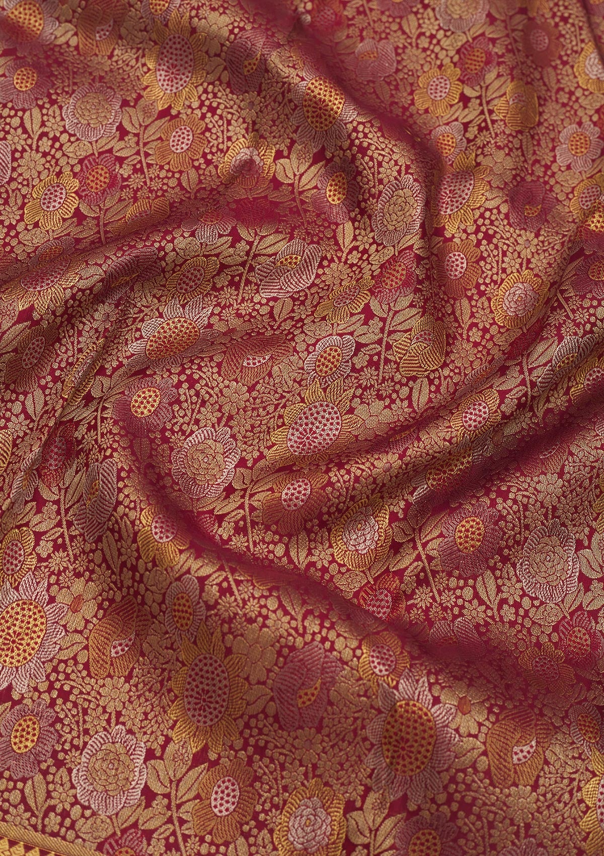 Wine Zariwork Pure Silk Saree-Koskii