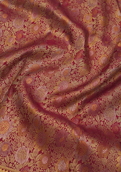 Wine Zariwork Pure Silk Saree-Koskii