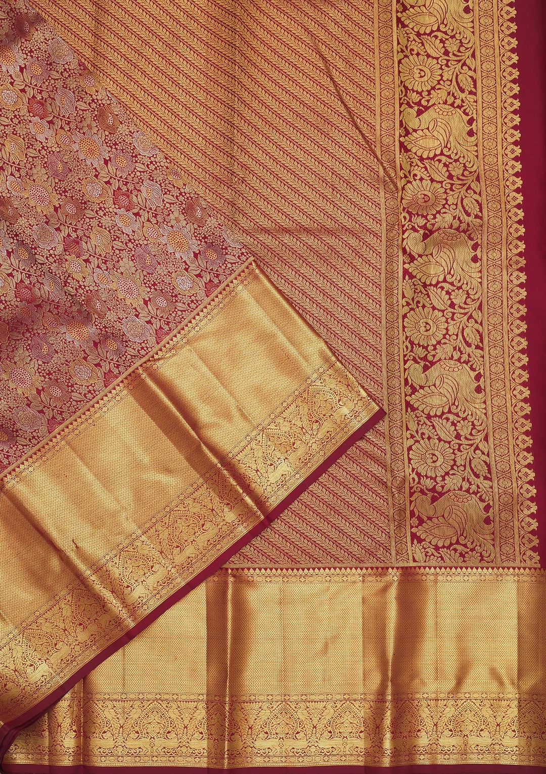 Wine Zariwork Pure Silk Saree-Koskii