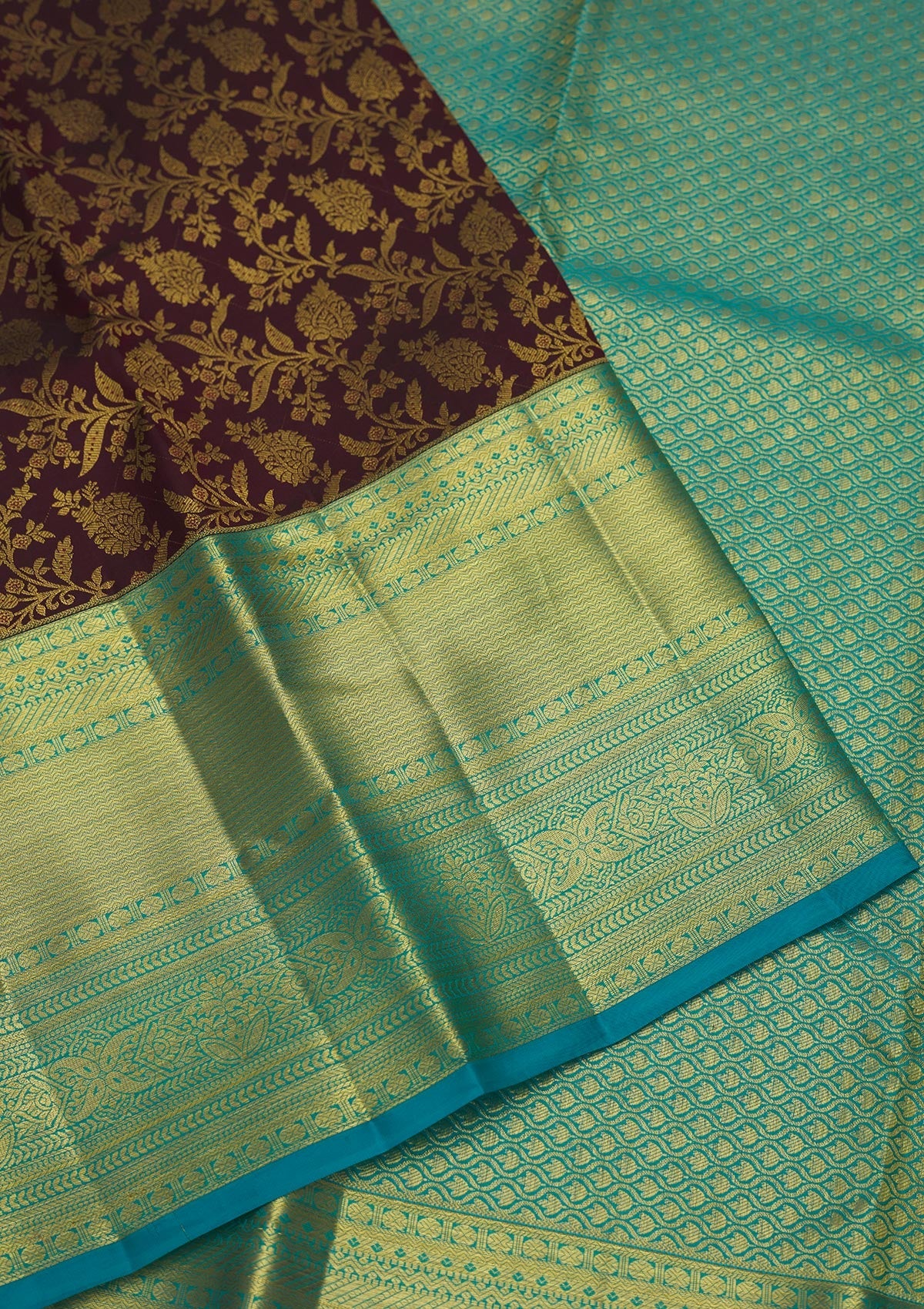 Wine Zariwork Pure Silk Saree-Koskii