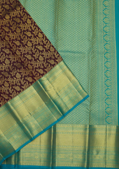 Wine Zariwork Pure Silk Saree-Koskii