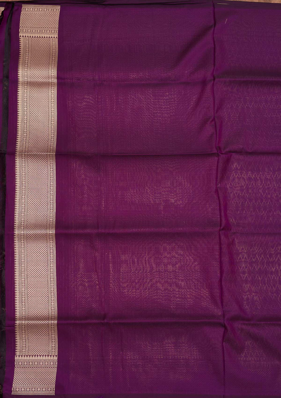 Wine Zariwork Pure Silk Saree-Koskii