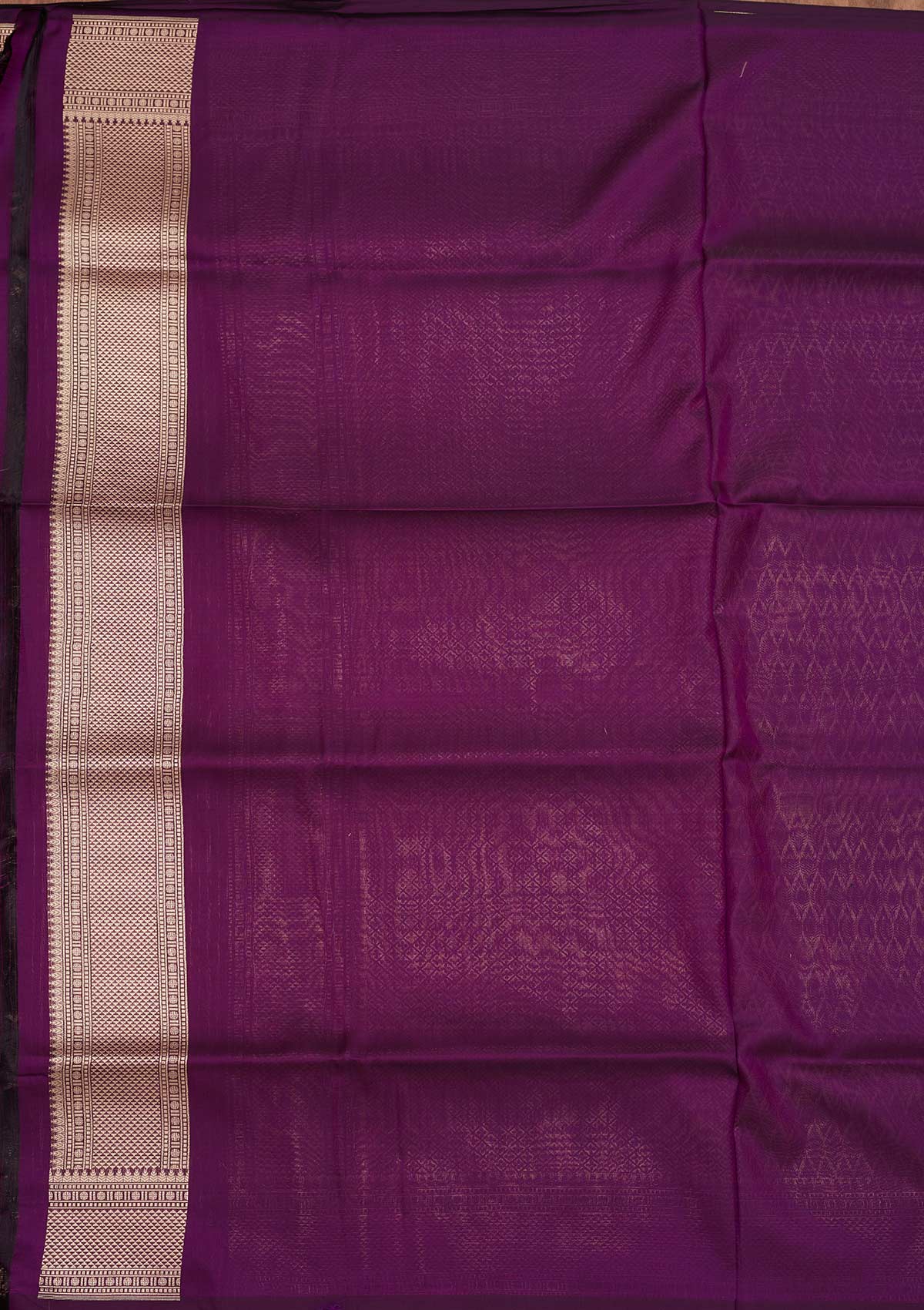 Wine Zariwork Pure Silk Saree-Koskii