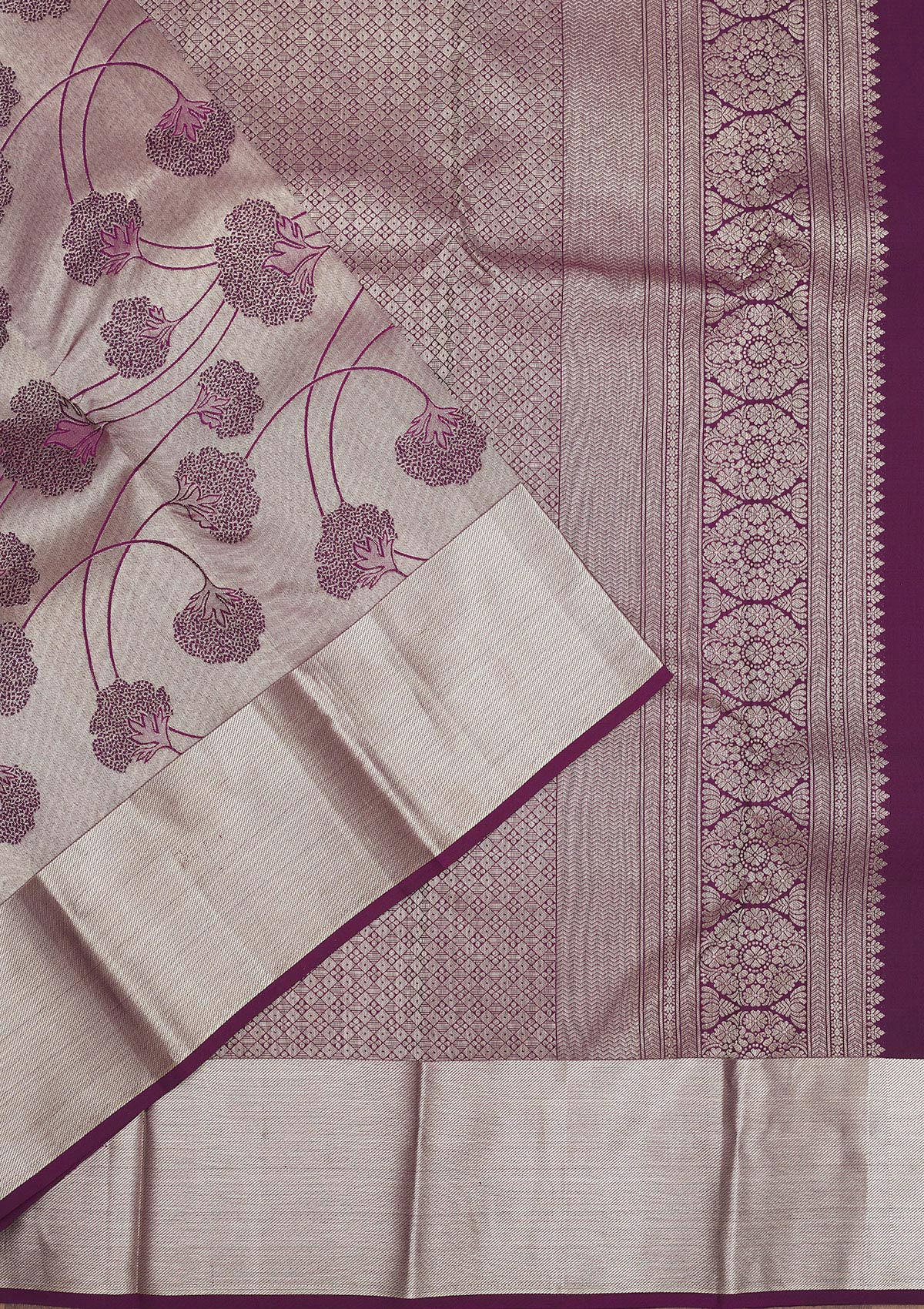 Wine Zariwork Pure Silk Saree-Koskii