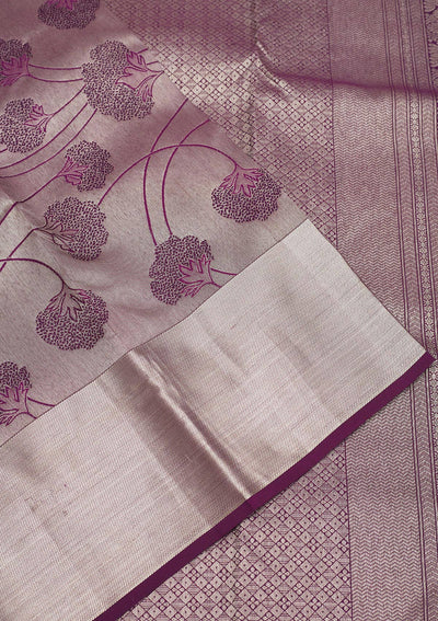 Wine Zariwork Pure Silk Saree-Koskii